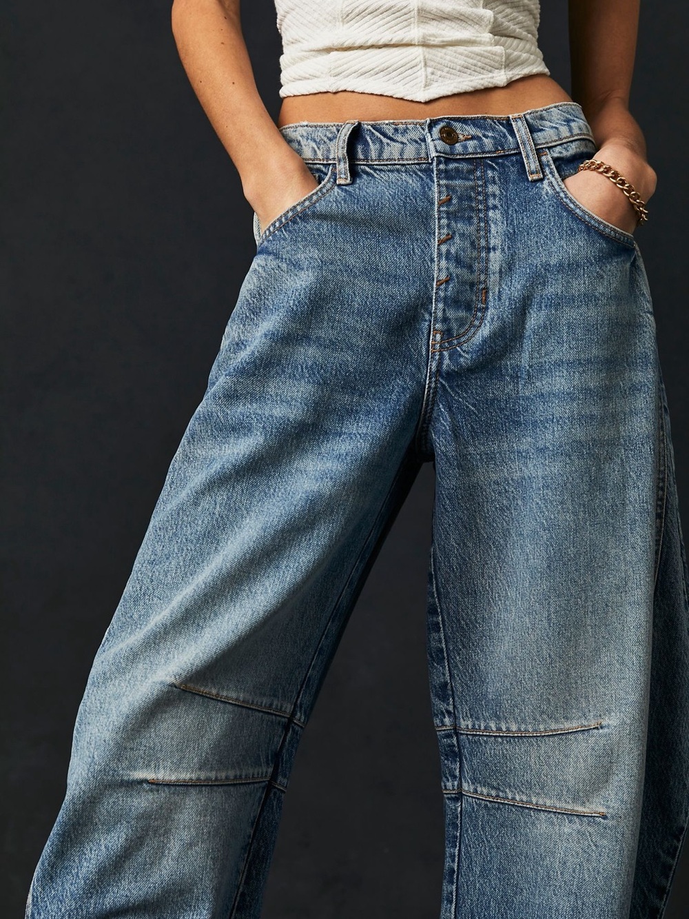 We The Free Vintage Blue Wide-Leg Jeans